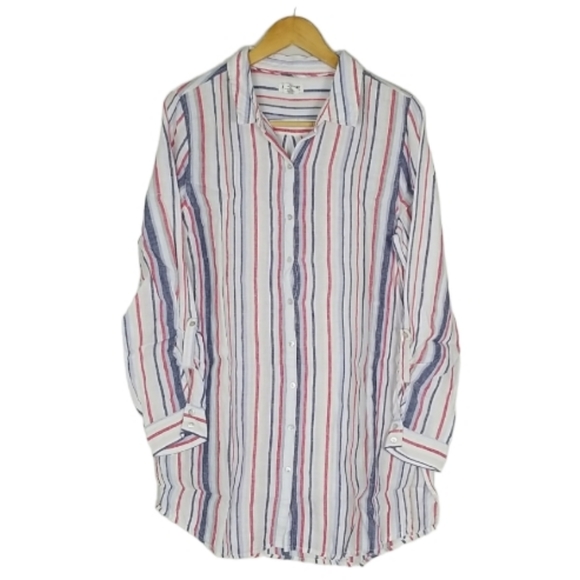 Linen Artisan NY 100% Linen Striped Button Up Size XL - Picture 2 of 16